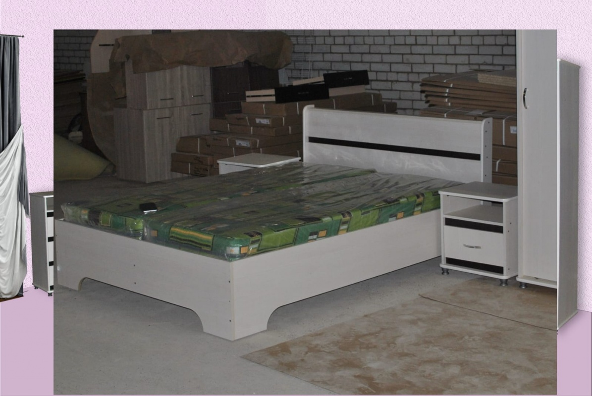 Кровать 900*2000 от Ольги-7 ЛДСП анкор светлый/анкор светлый планки венге 